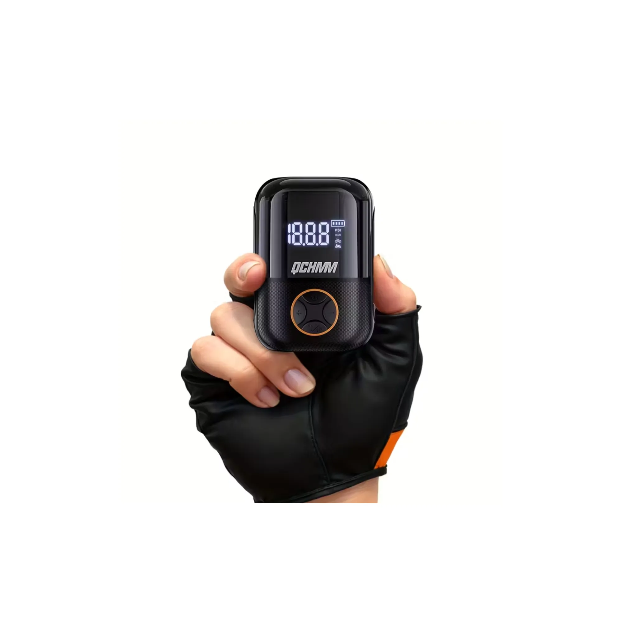 Akumulatorska tlačilka QCHMM 150 PSI – kompaktna električna zračna črpalka z digitalnim LCD merilnikom in USB-C polnjenjem | sportR.si