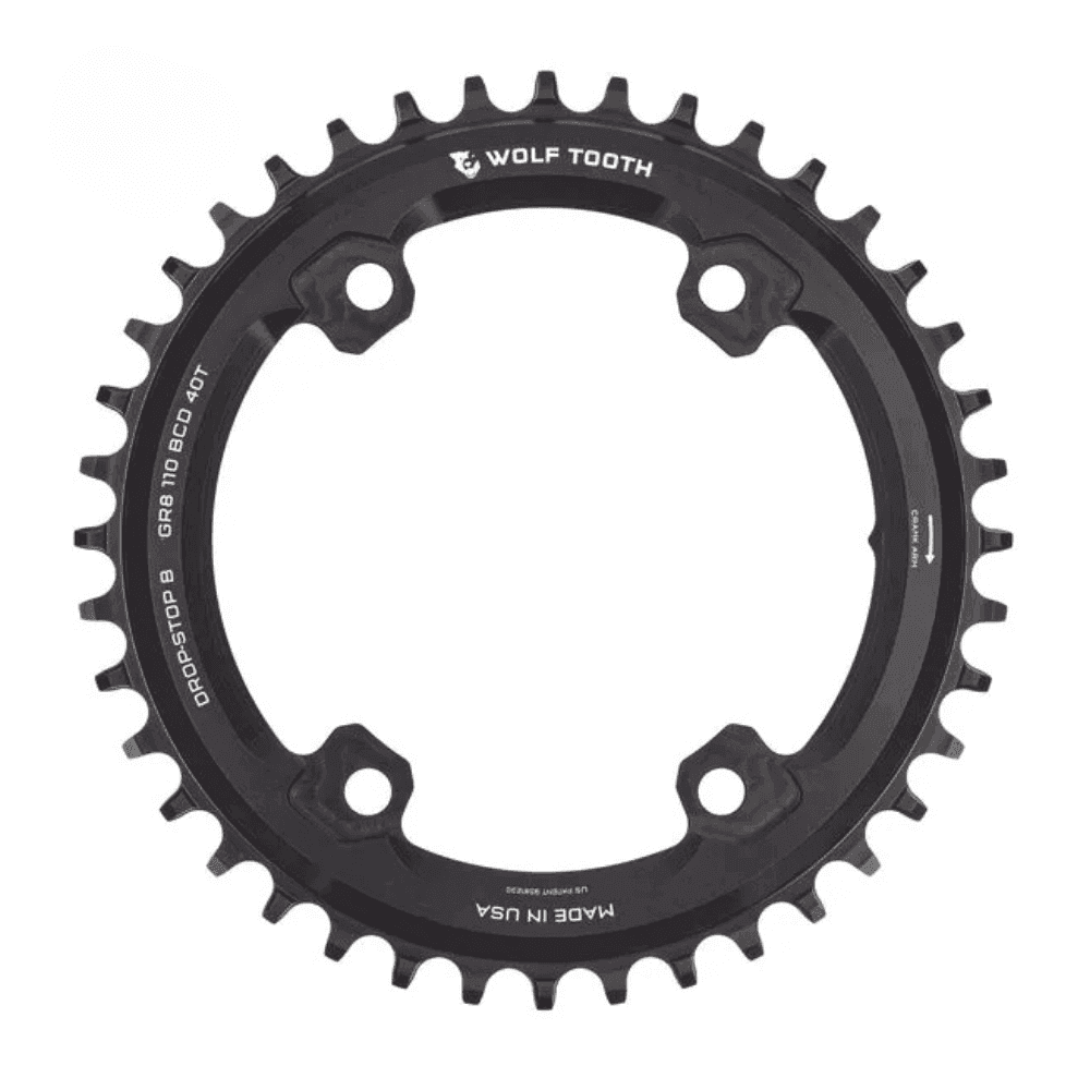 Wolf Tooth 110 BCD 4-Bolt asimetrični verižnik za gonilko Shimano GRX – kakovostna kolesarska oprema in izdelki za vrhunsko izkušnjo